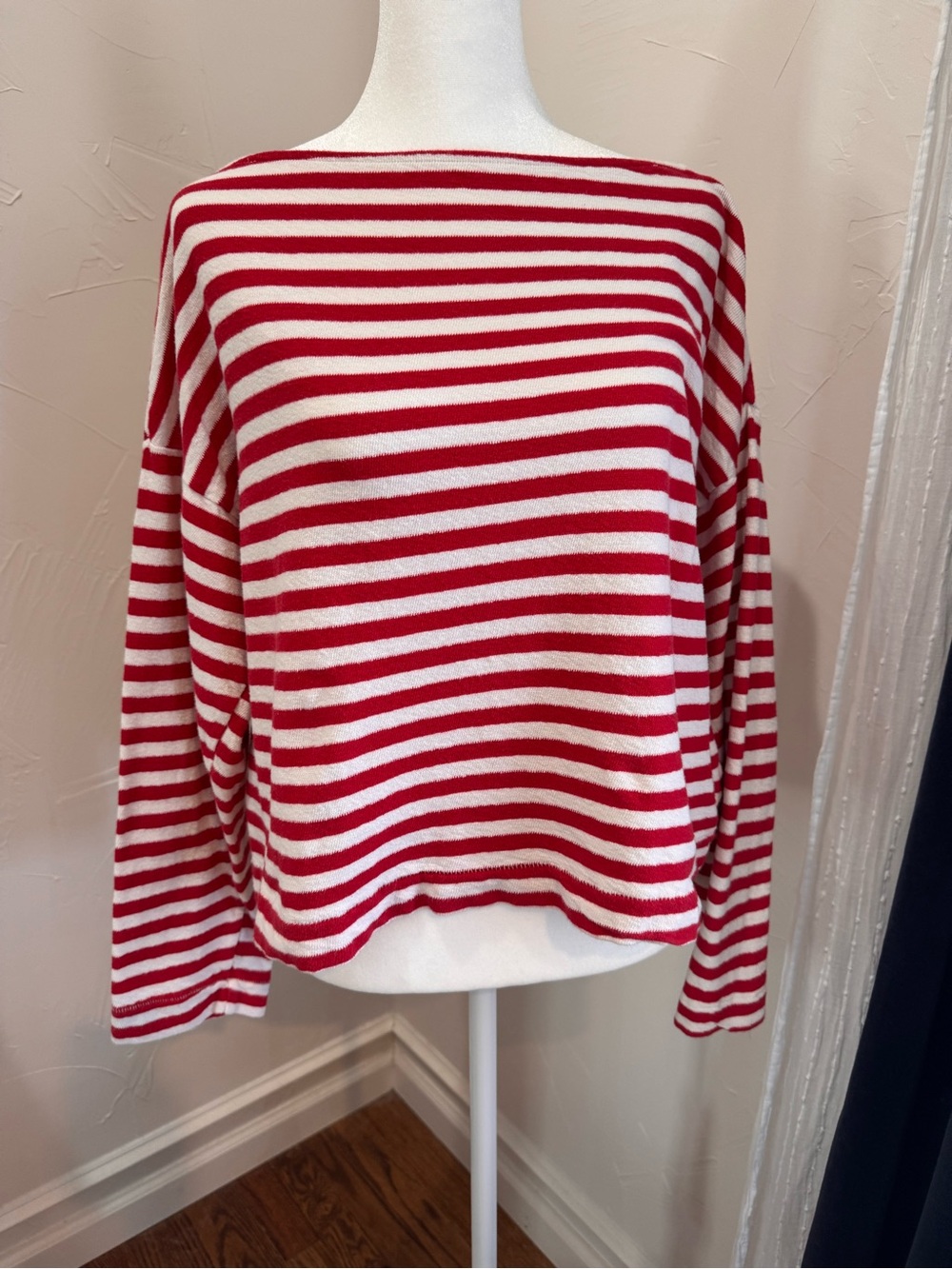 Red & White Striped Boatneck Shirt